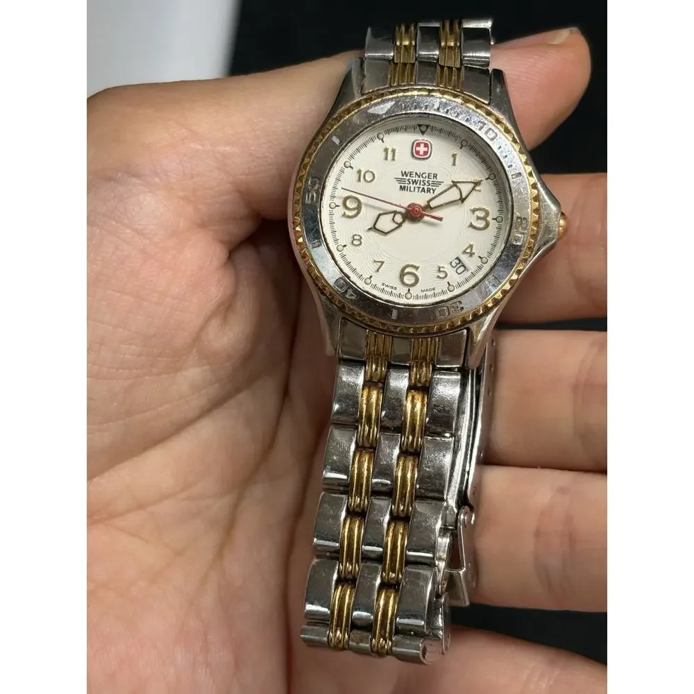 Wenger Swiss Military 79096 Women Silver Gold Tone Stainless Steel Watch 28mm